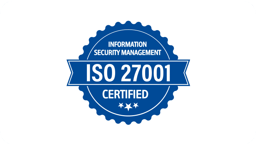 ISO 27001 certified badge for information security management compliance