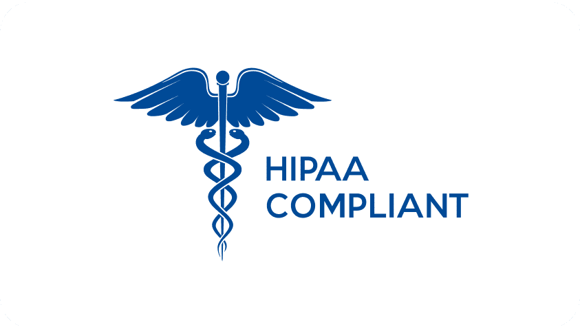 HIPAA compliant badge indicating secure handling of medical and personal health information