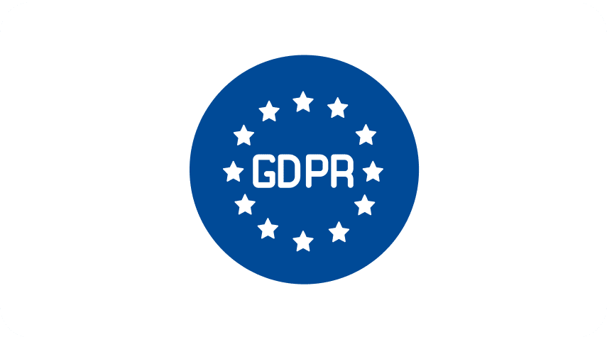 GDPR compliance badge with stars in a circle representing data privacy and protection